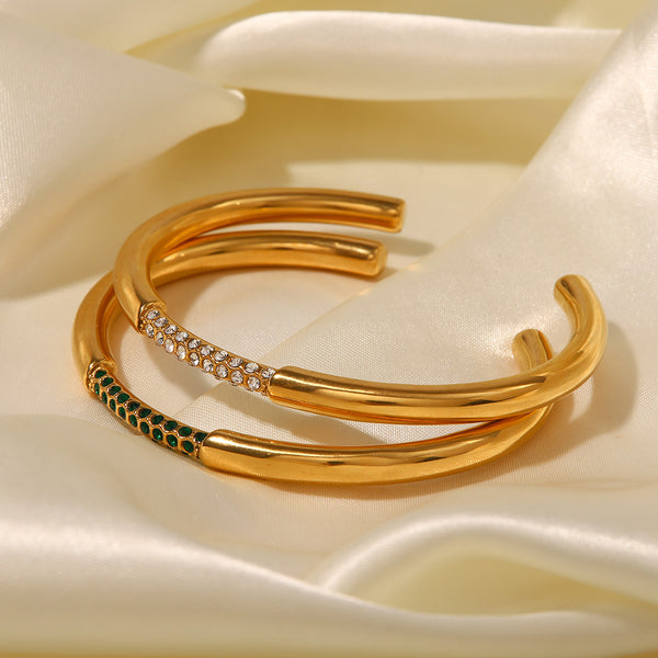 Women IG Style Circle Geometric Stainless Steel 18K Gold Plated Bracelets