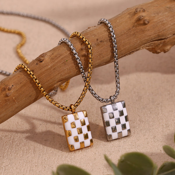 Fashion Quadrilateral Geometric Stainless Steel 18K Gold Plated Necklaces