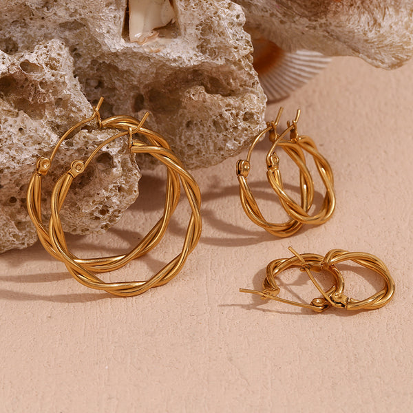 Fashion Circle Geometric Stainless Steel 18K Gold Plated Earrings