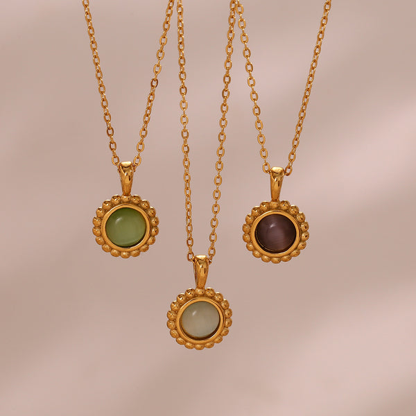 Fashion Round Geometric Stainless Steel 18K Gold Plated Necklaces