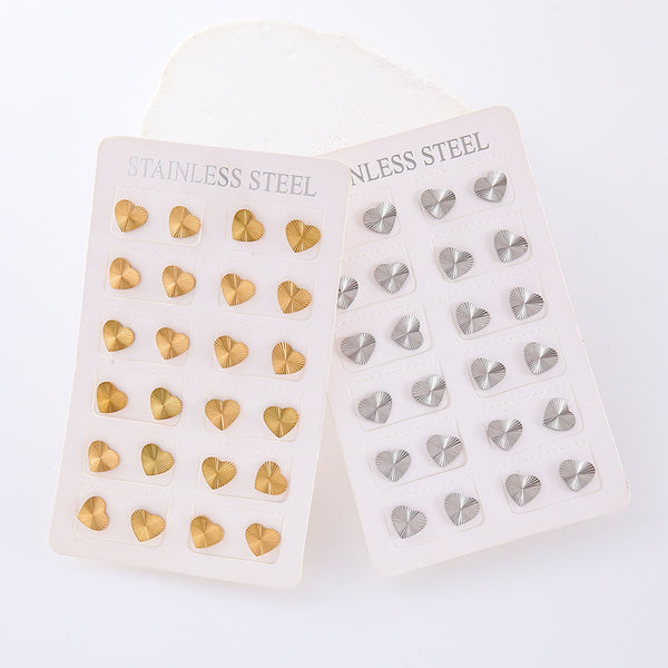 Expressive Heart Geometric Stainless Steel Electroplating Stud Earrings