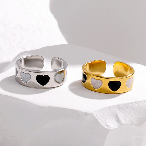 IG Style Heart Stainless Steel Electroplating Rings