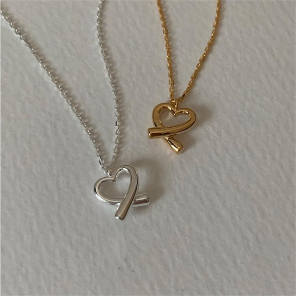 925 Sterling Silver Korean Heart Geometric Silver Electroplating Necklaces