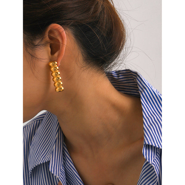 IG Style Sphere Stainless Steel 18K Gold Plated Earrings