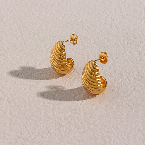 Fashion Stripe Geometric Stainless Steel 18K Gold Plated Earrings