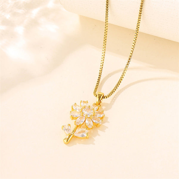 Minimalist Flower Stainless Steel Electroplating Necklaces