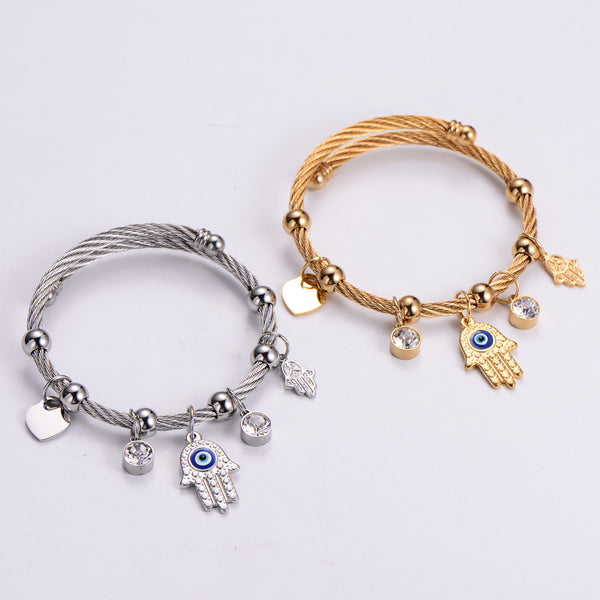 Natural Women Metal Heart Titanium Steel Electroplating Bangles