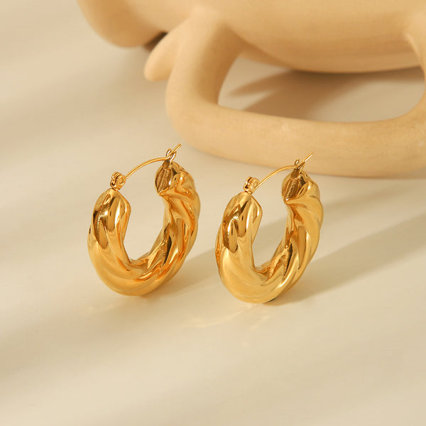 IG Style Twisted Geometric Stainless Steel Electroplating Earrings