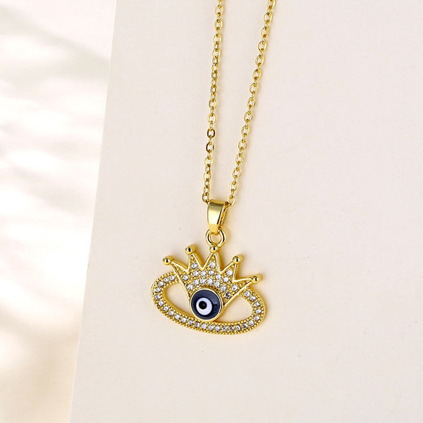 Women Minimalist Geometric Metal Eye Stainless Steel Electroplating Necklaces