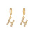 Minimalist Letter Number Text Stainless Steel 18K Gold Plated Earrings