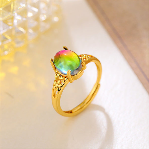 Women Korean Round Heart Copper Rings