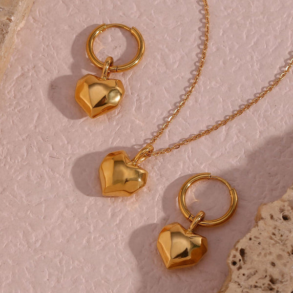 Fashion Heart Geometric Stainless Steel 18K Gold Plated Necklaces