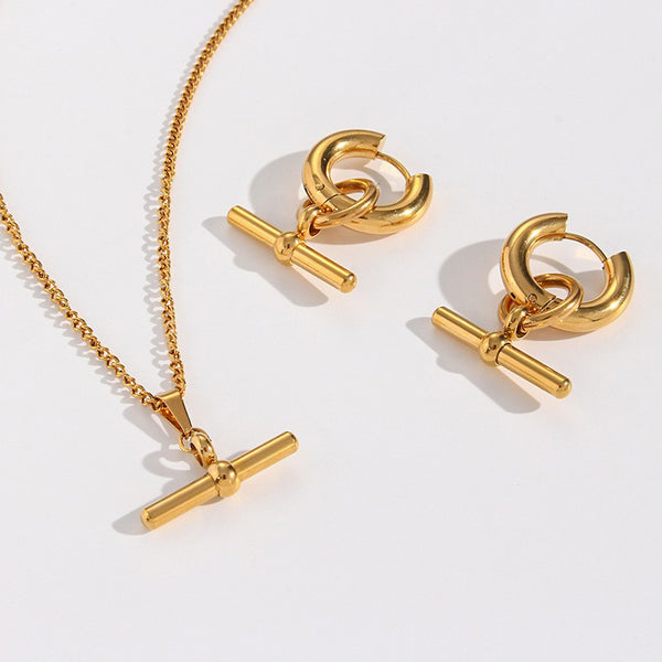 Minimalist Stripe Geometric Stainless Steel 18K Gold Plated Necklaces