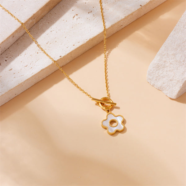 Fashion Flower Stainless Steel Electroplating Necklaces