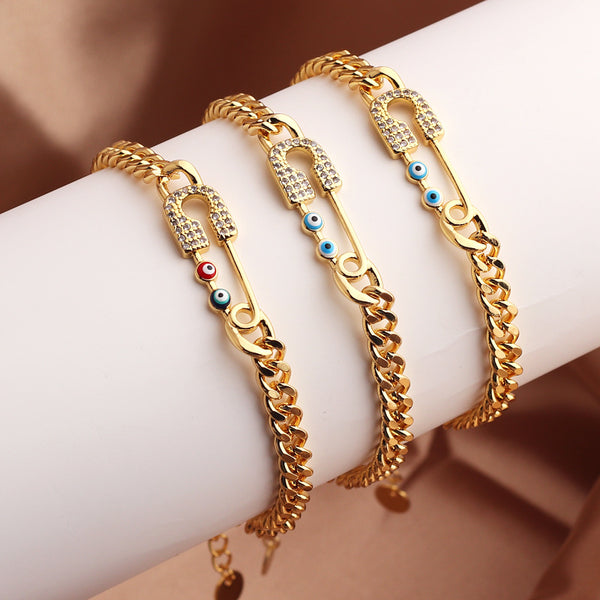 Hip Hop Irregular Pin Copper Electroplating Bangles