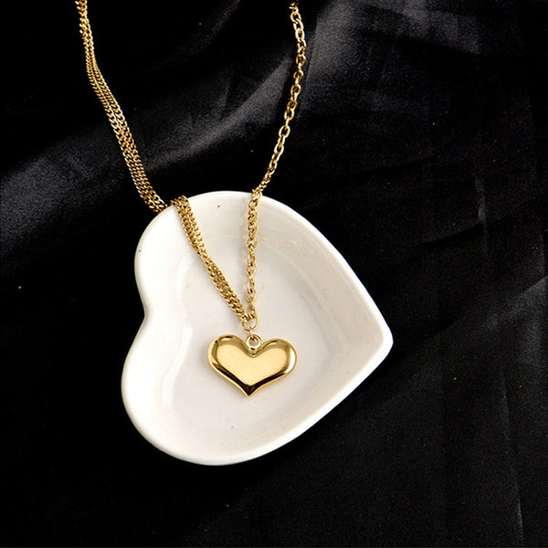 Korean Heart Chain Titanium Steel Electroplating Necklaces