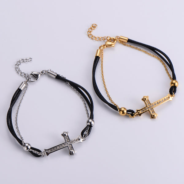 Women Korean Checkered Metal Zodiac Sign Titanium Steel Bracelets