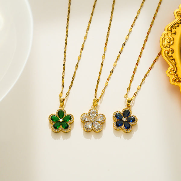 Japanese / Korean Snowflake Geometric Titanium Steel 18K Gold Plated Necklaces