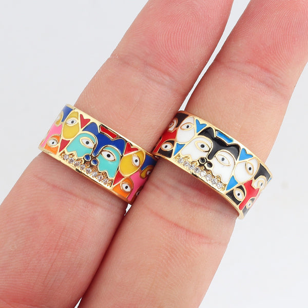 Cartoon Women Cartoon Metal Chinese Zodiac Animal Zircon Rings