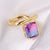 IG Style Women Quadrilateral Geometric Zircon Inlay Diamond Inlay Rings