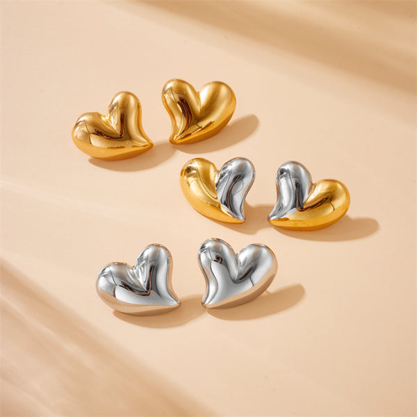 Fashion Heart Heart Stainless Steel Electroplating Stud Earrings