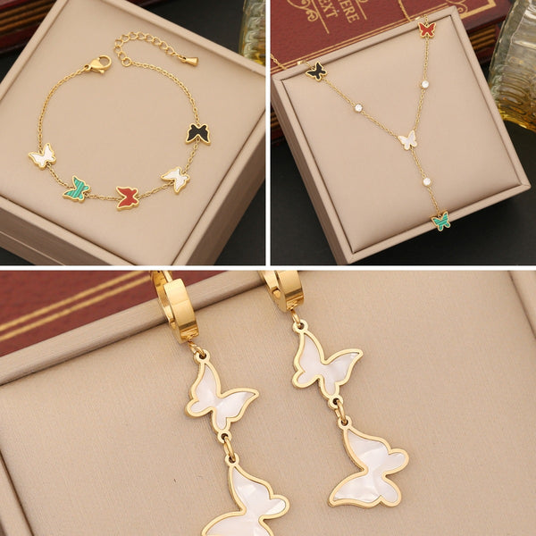 Fashion Butterfly Insect Stainless Steel Electroplating Necklaces