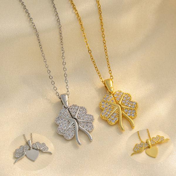 Moderate Luxury Quadrilateral Leaf Titanium Steel 18K Gold Plated Necklaces