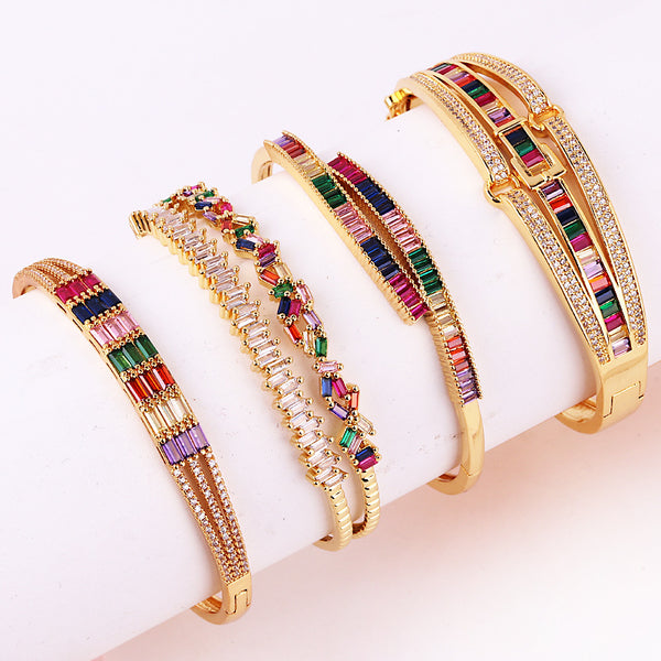 Moderate Luxury Ellipse Round Zircon Electroplating Bangles