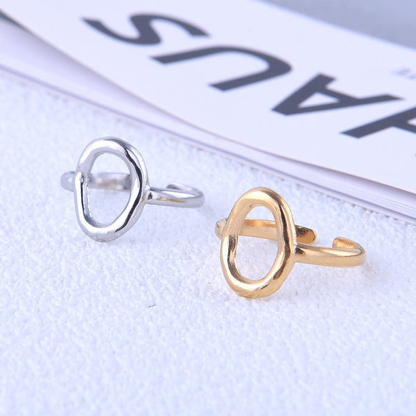 IG Style Ellipse Geometric Titanium Steel Electroplating Rings