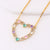 Women Diamond Metal Rainbow Heart Copper Necklaces