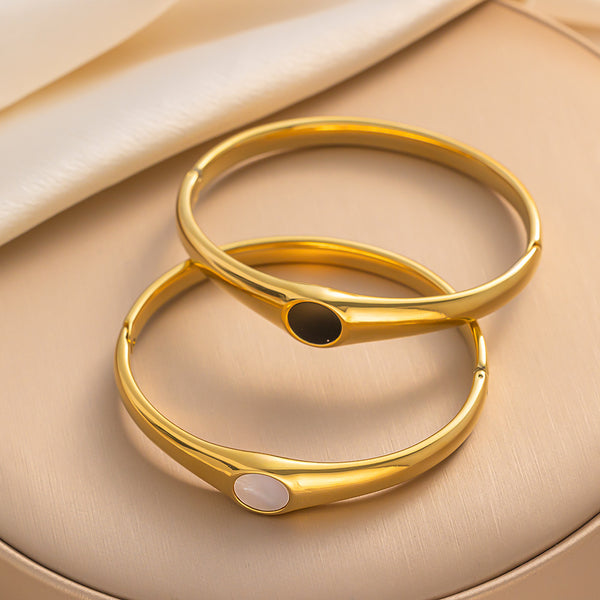 Ellipse Stainless Steel 18K Gold Plated Bangles