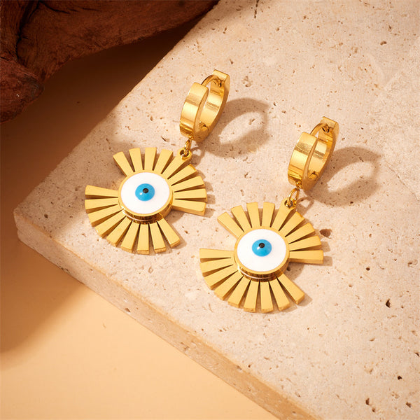 Fan-Shape Stainless Steel Electroplating Earrings