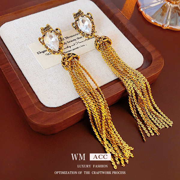 Medieval Tassel Droplet Alloy Electroplating Earrings