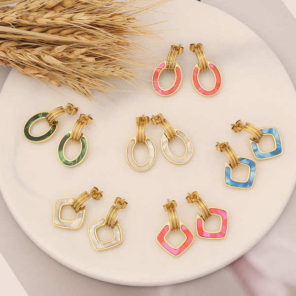 Cute Geometric Stainless Steel Electroplating Stud Earrings