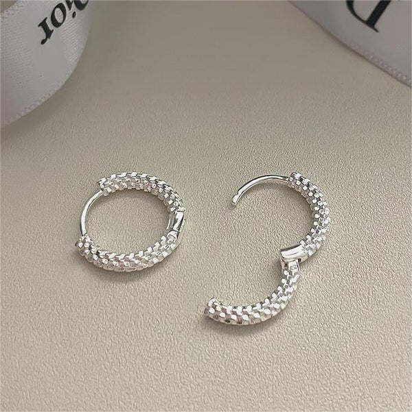 925 Sterling Silver Korean Geometric Text Letter Number Silver Electroplating Stud Earrings