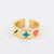 Unisex Korean Geometric Metal Rhombus Oil Dripping Rings