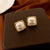 Medieval Pearl Geometric Copper Electroplating Stud Earrings