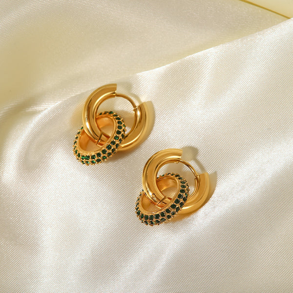 IG Style Circle Geometric Stainless Steel 18K Gold Plated Earrings