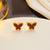 Korean Wing Geometric Titanium Steel 18K Gold Plated Stud Earrings