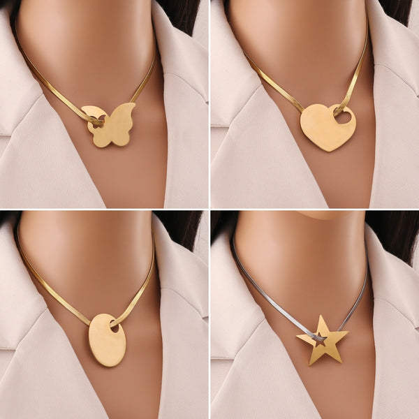 Fashion Heart Pentagram Star Stainless Steel Pendants