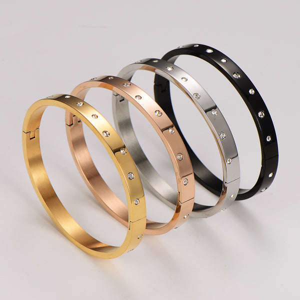 Expressive Round Stainless Steel Electroplating Bangles