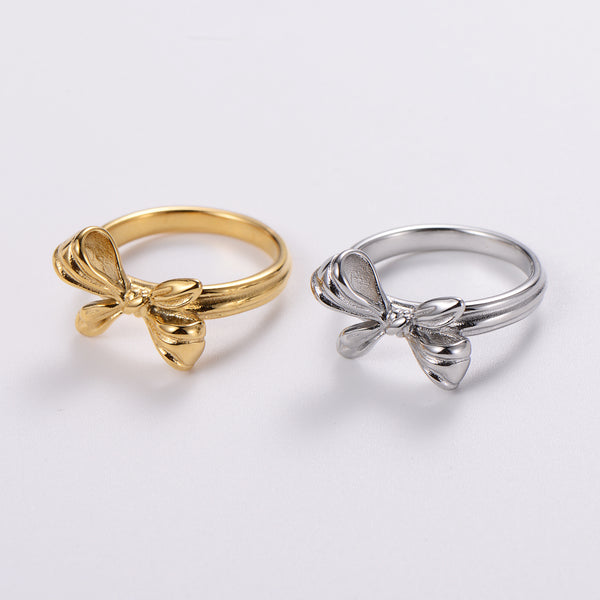 Minimalist Bowknot Titanium Steel Electroplating Rings