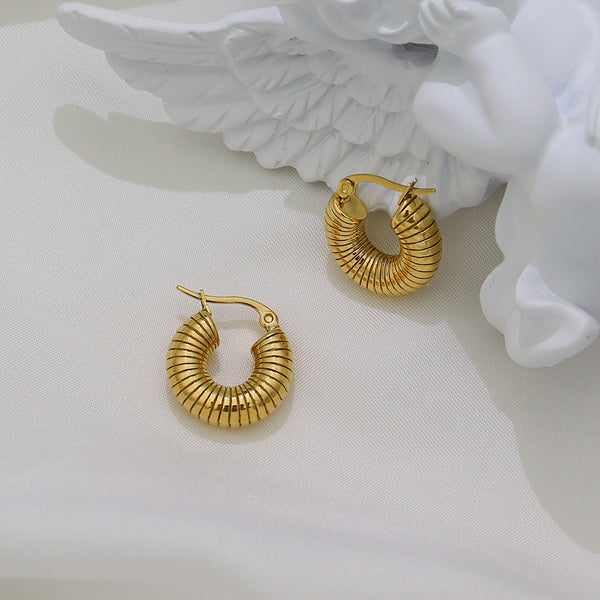 Minimalist Circle Geometric Stainless Steel 18K Gold Plated Earrings