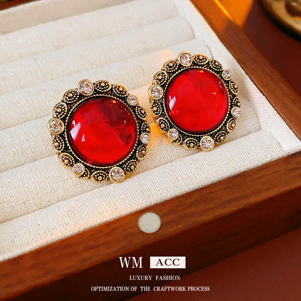 Luxurious Round Geometric Alloy Electroplating Earrings