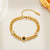 Round Letter Text Number Titanium Steel 18K Gold Plated Bracelets