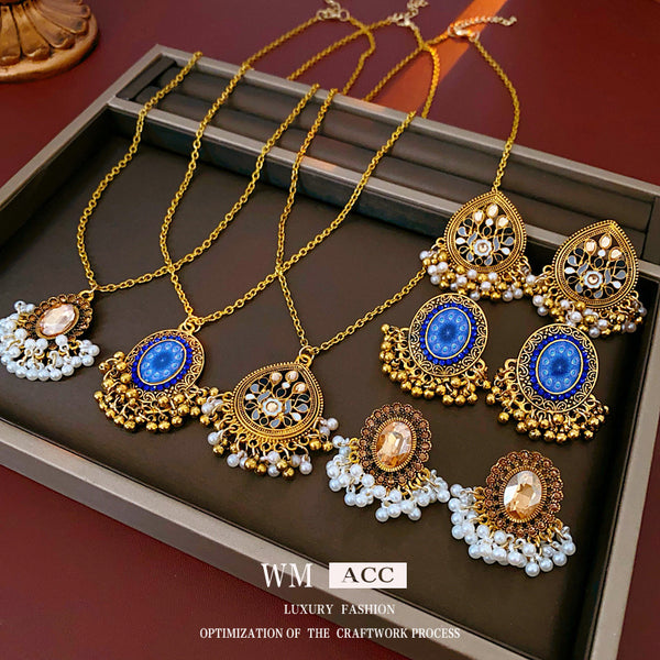 Vintage Retro Women Round Alloy Electroplating Jewelry Sets