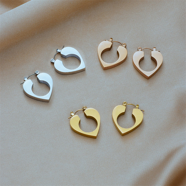 Heart Titanium Steel Electroplating Earrings