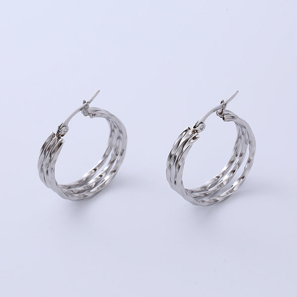 Women Minimalist Twisted Titanium Steel Electroplating Earrings