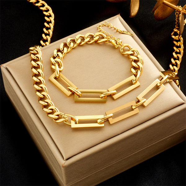 Women Chain Titanium Steel Electroplating Jewelry Sets