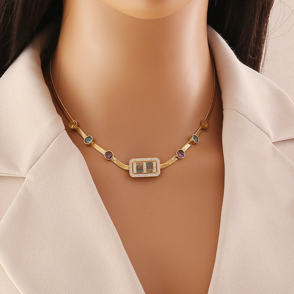 Fashion Quadrilateral Geometric Stainless Steel Electroplating Necklaces